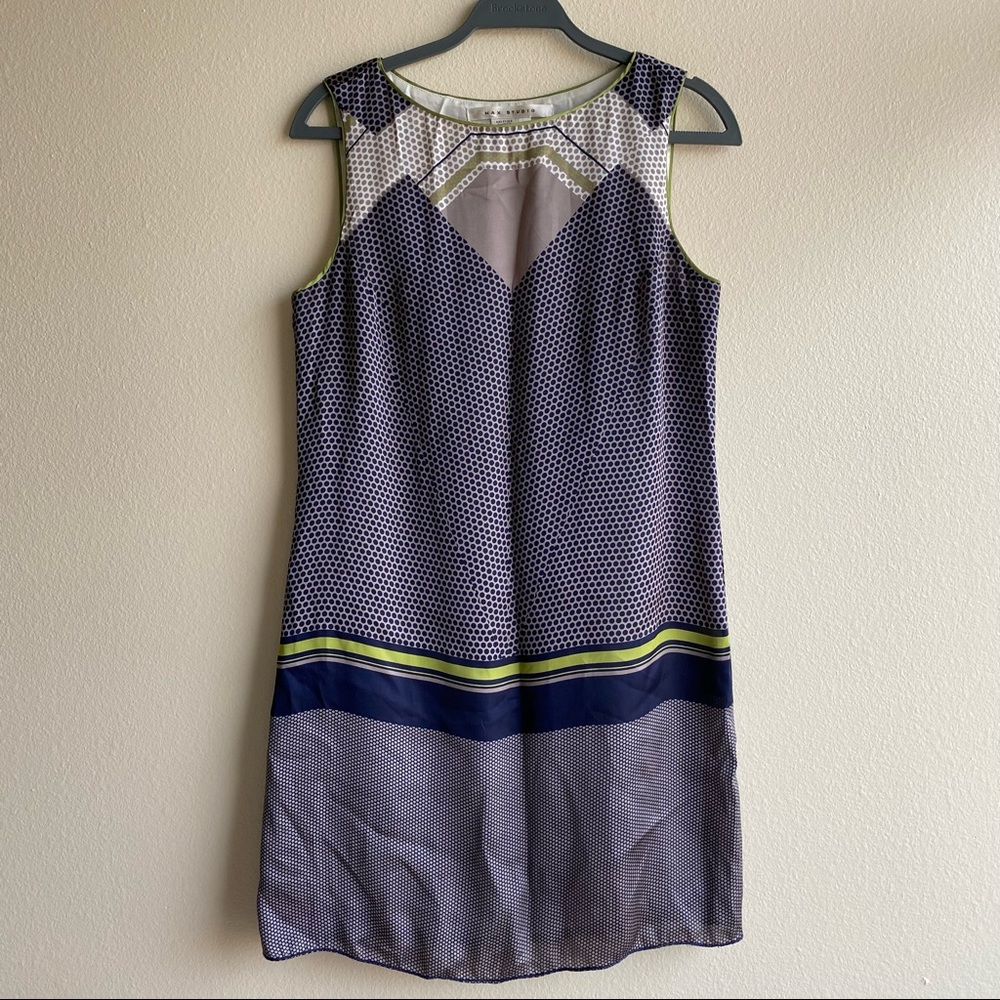 Max Studio Graphic Print Striped Polka Dot Sleeveless Tank Dress Sz. Medium